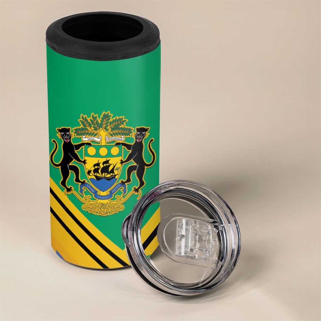 Afro Gabon 4 in 1 Can Cooler Tumbler Black Panther With Coat Of Arms LT15