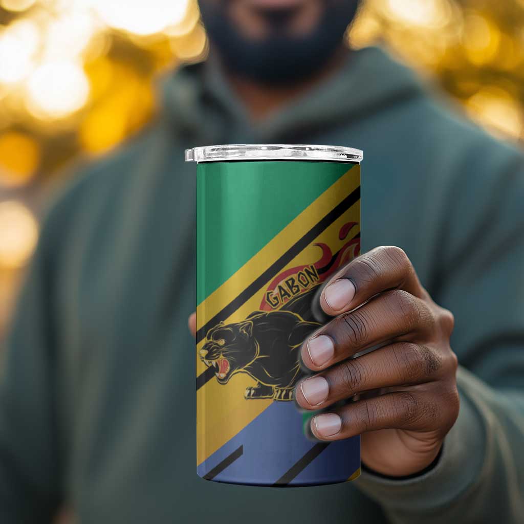 Afro Gabon 4 in 1 Can Cooler Tumbler Black Panther With Coat Of Arms LT15