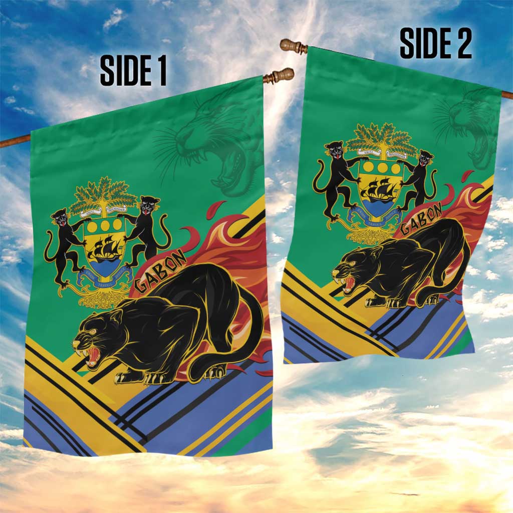 Afro Gabon Garden Flag Black Panther With Coat Of Arms LT15