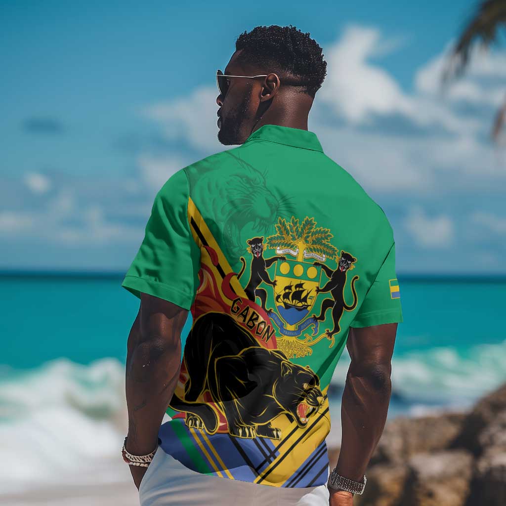 Afro Gabon Hawaiian Shirt Black Panther With Coat Of Arms LT15