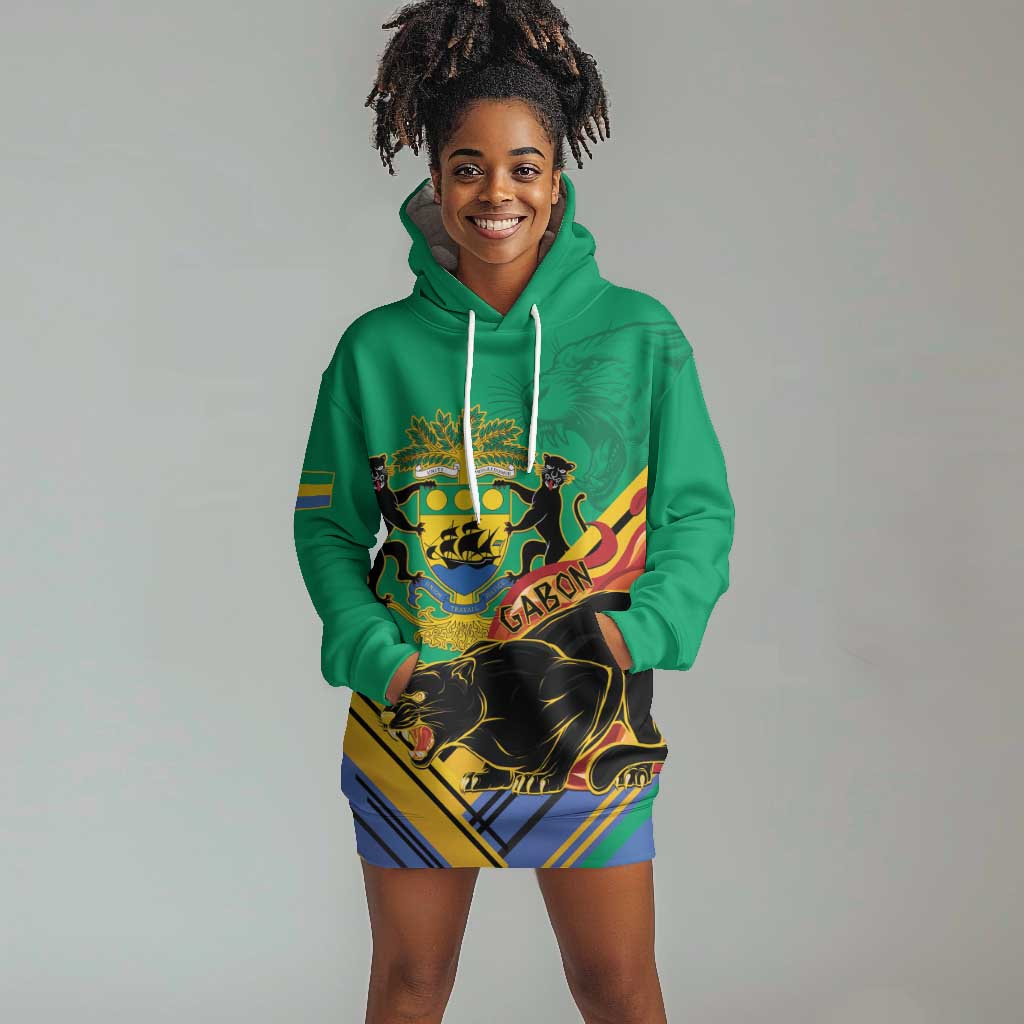 Afro Gabon Hoodie Dress Black Panther With Coat Of Arms LT15