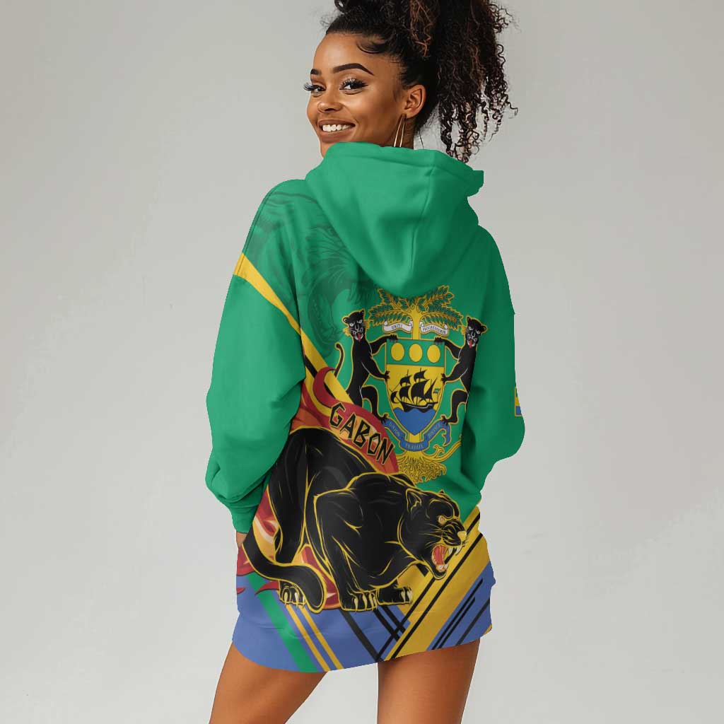 Afro Gabon Hoodie Dress Black Panther With Coat Of Arms LT15