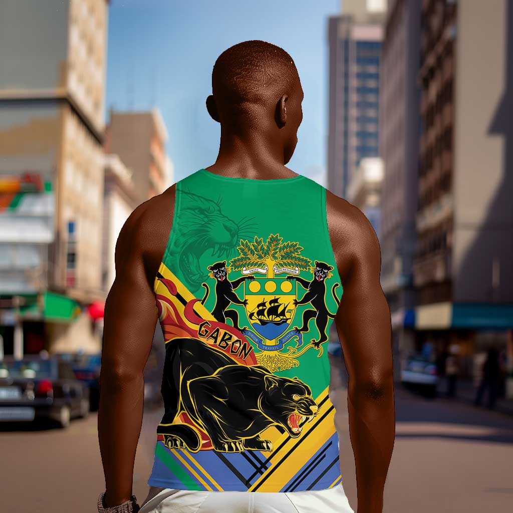 Afro Gabon Men Tank Top Black Panther With Coat Of Arms LT15