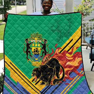 Afro Gabon Quilt Black Panther With Coat Of Arms LT15