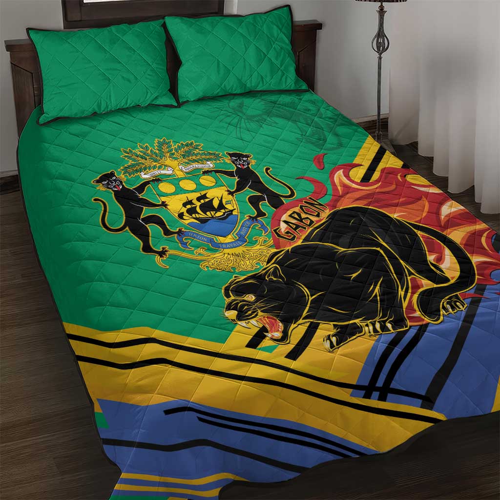 Afro Gabon Quilt Bed Set Black Panther With Coat Of Arms LT15