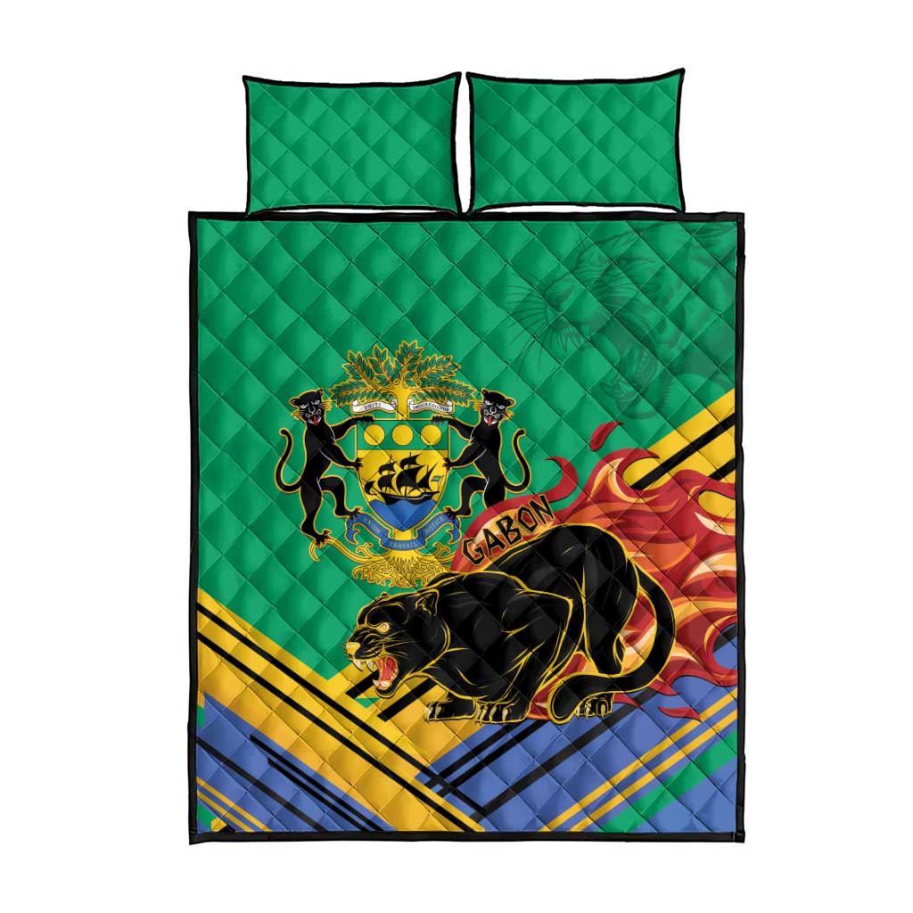 Afro Gabon Quilt Bed Set Black Panther With Coat Of Arms LT15