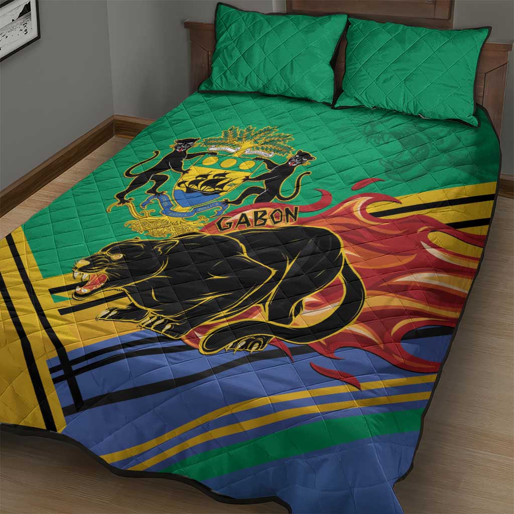 Afro Gabon Quilt Bed Set Black Panther With Coat Of Arms LT15