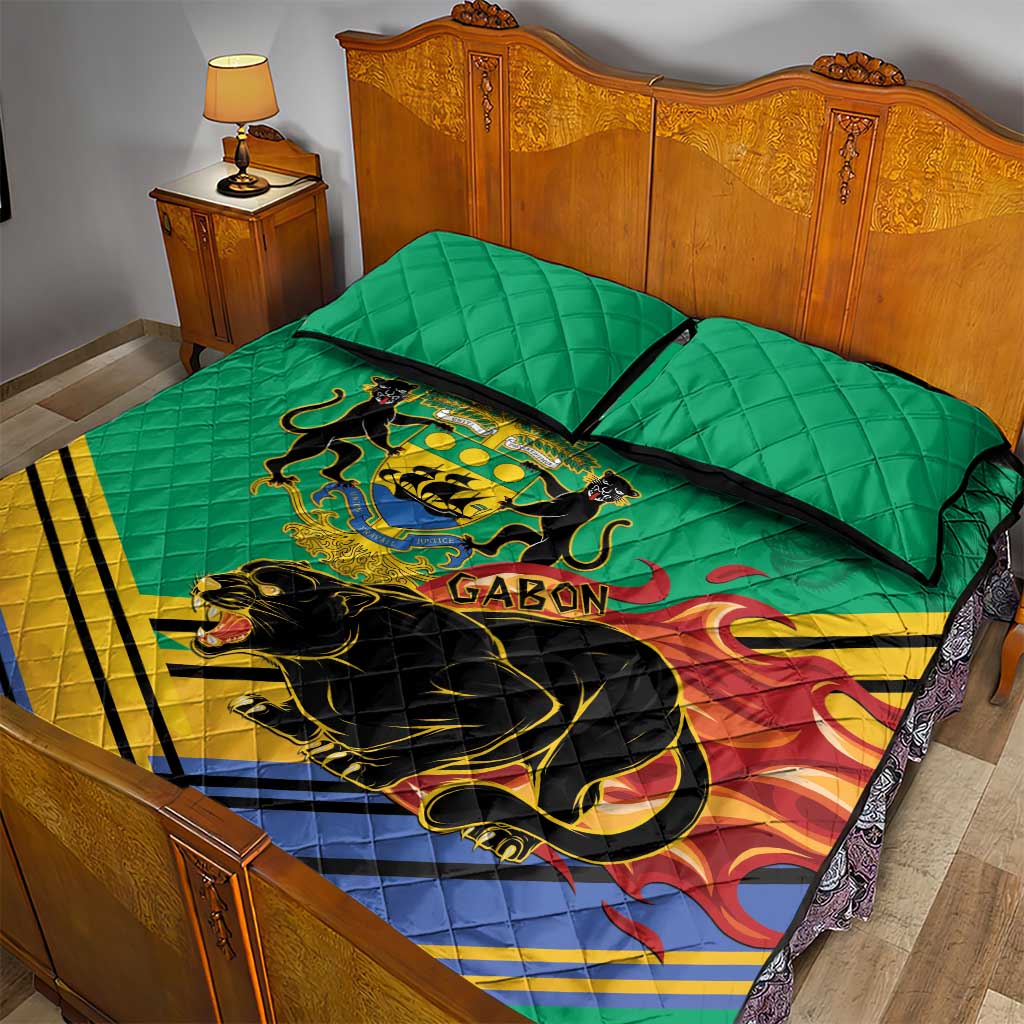 Afro Gabon Quilt Bed Set Black Panther With Coat Of Arms LT15