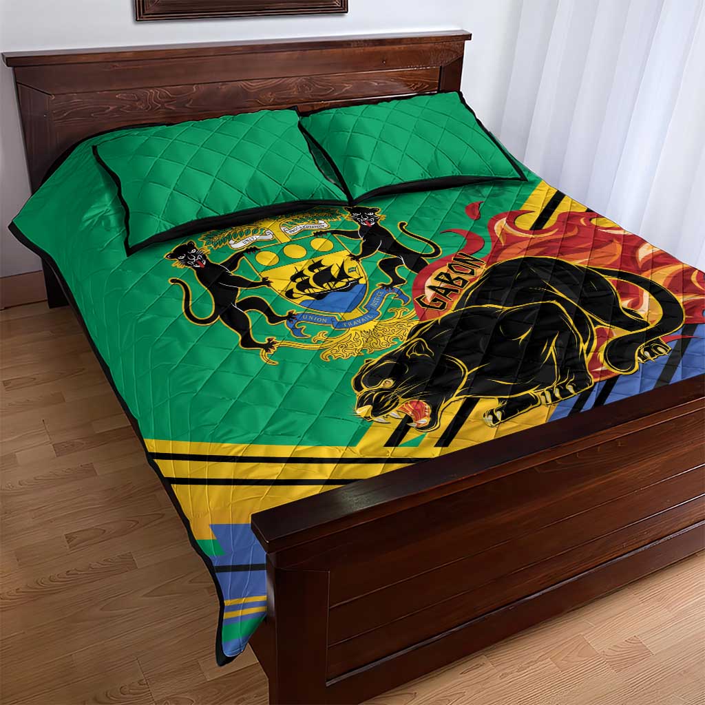 Afro Gabon Quilt Bed Set Black Panther With Coat Of Arms LT15