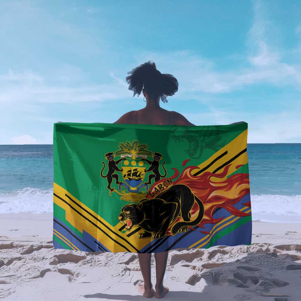 Afro Gabon Sarong Black Panther With Coat Of Arms LT15