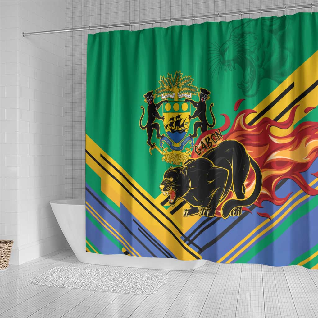 Gabon Black Panther Shower Curtain Coat Of Arms LT15