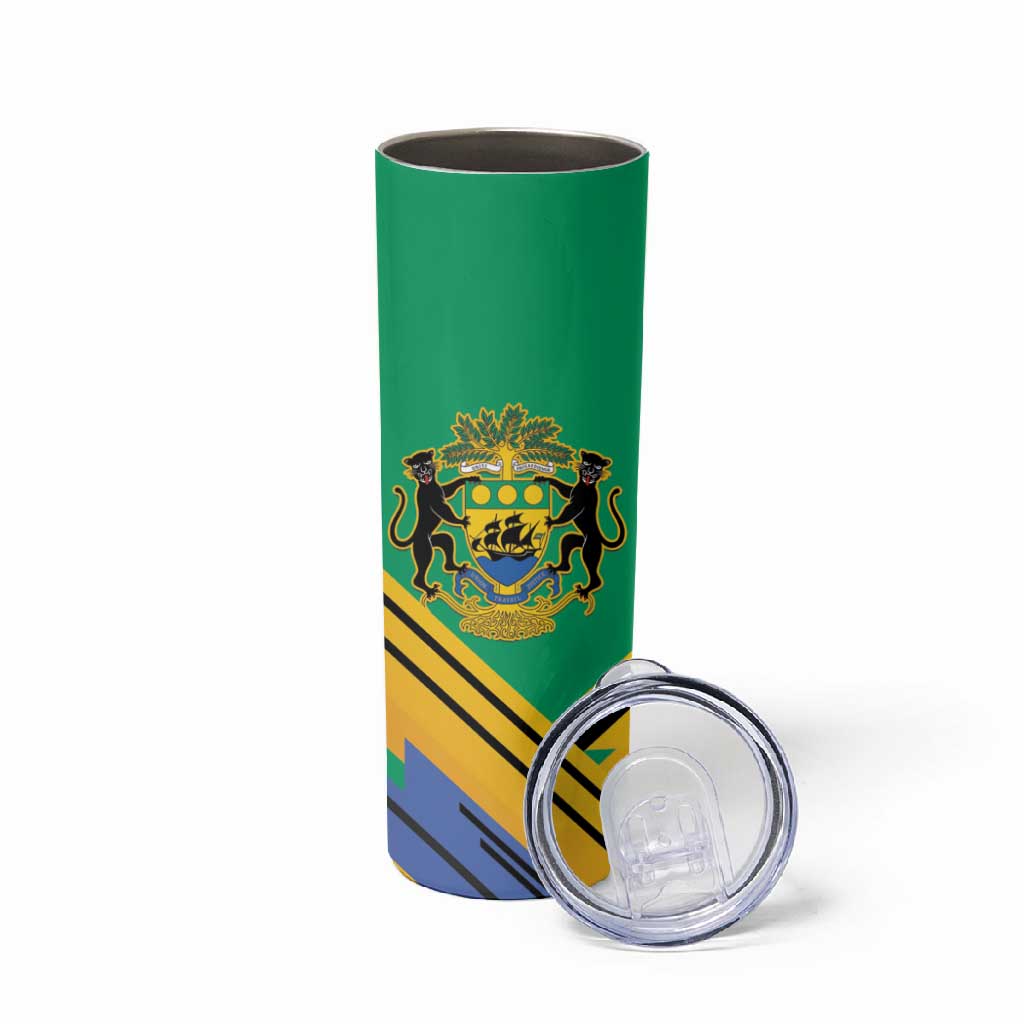 Afro Gabon Skinny Tumbler Black Panther With Coat Of Arms LT15