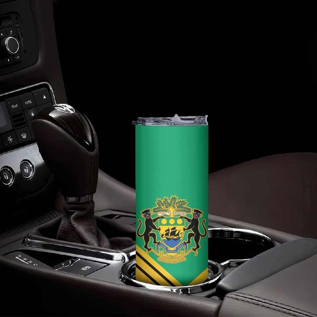 Afro Gabon Skinny Tumbler Black Panther With Coat Of Arms LT15