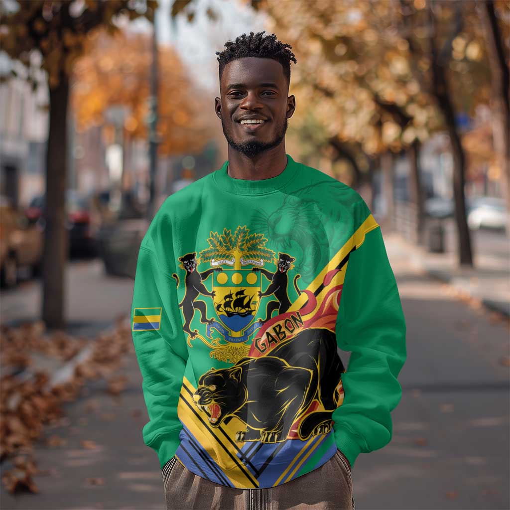 Afro Gabon Sweatshirt Black Panther With Coat Of Arms LT15