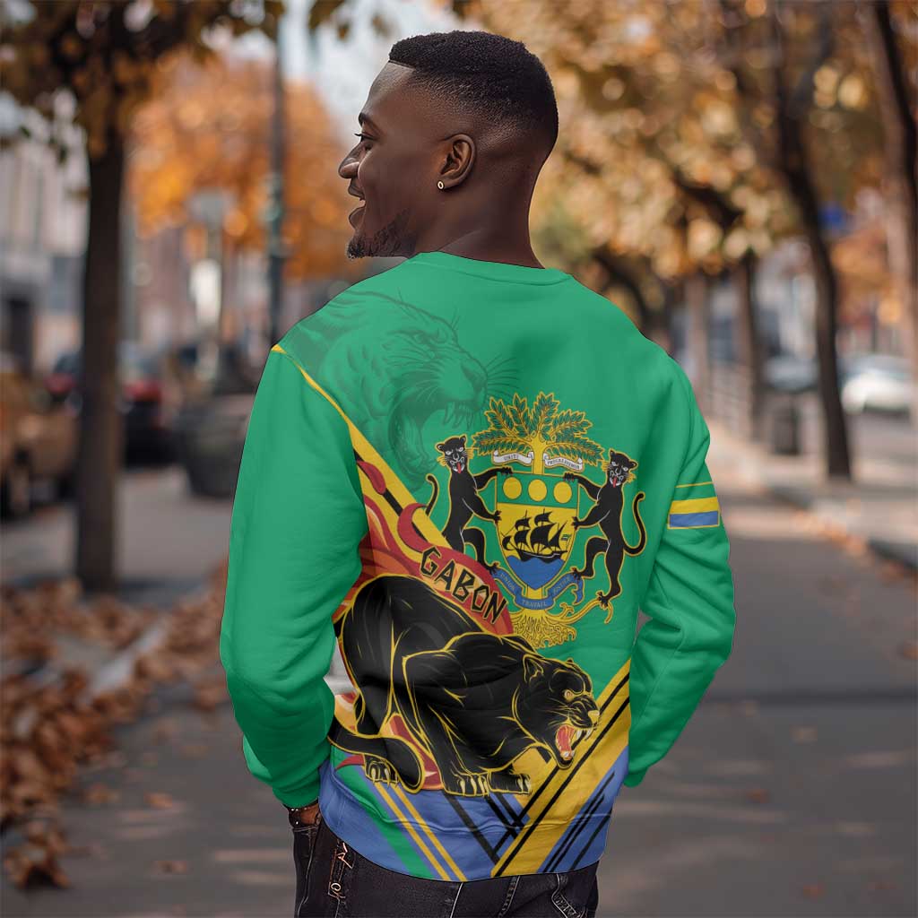 Afro Gabon Sweatshirt Black Panther With Coat Of Arms LT15