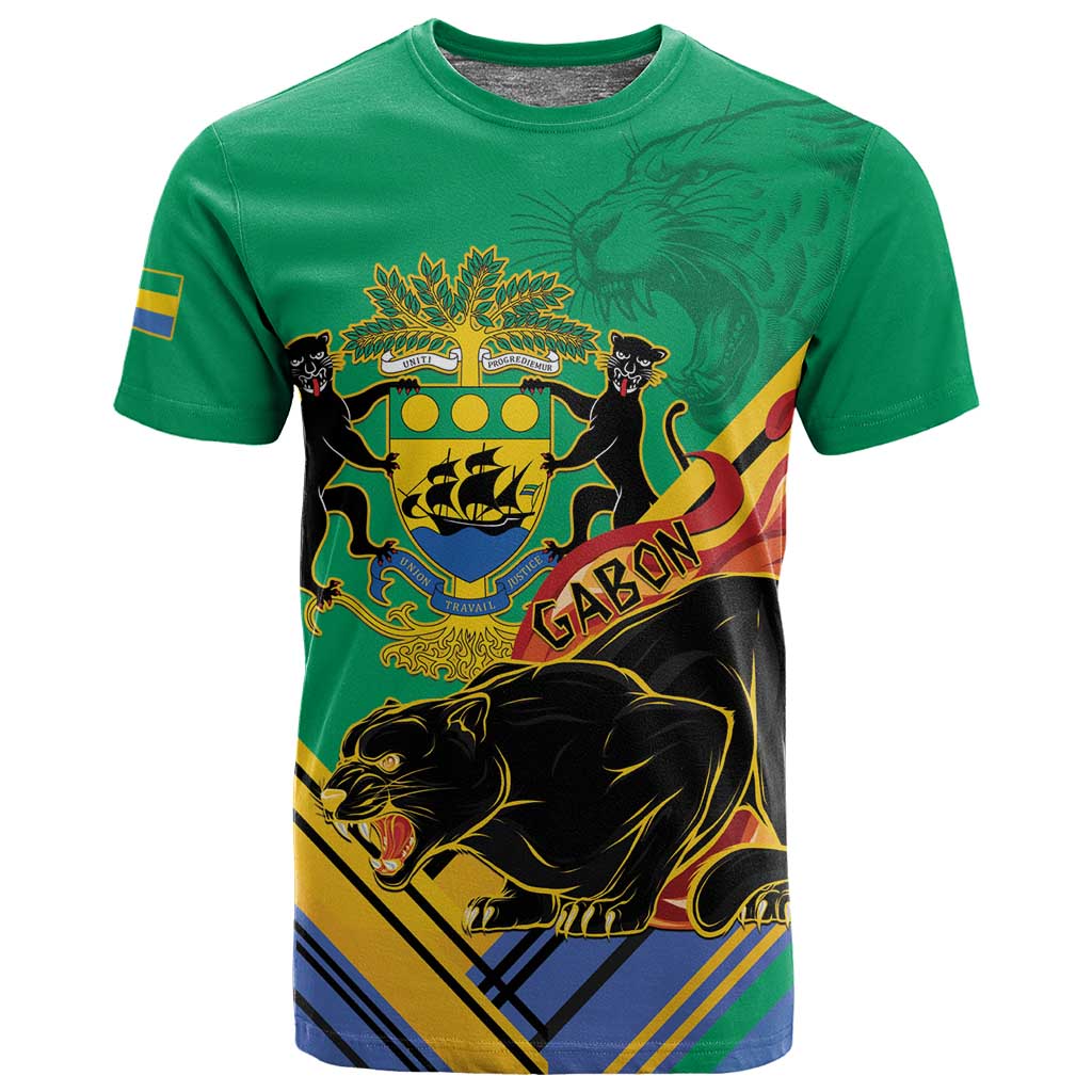 Afro Gabon T shirt Black Panther With Coat Of Arms LT15