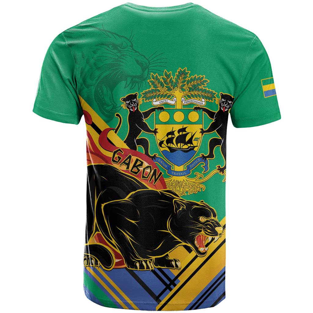 Afro Gabon T shirt Black Panther With Coat Of Arms LT15
