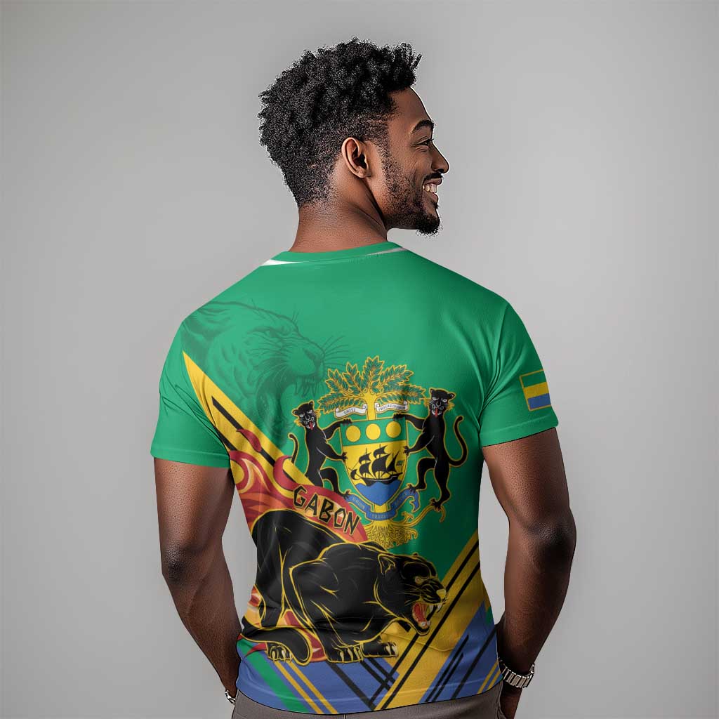 Afro Gabon T shirt Black Panther With Coat Of Arms LT15