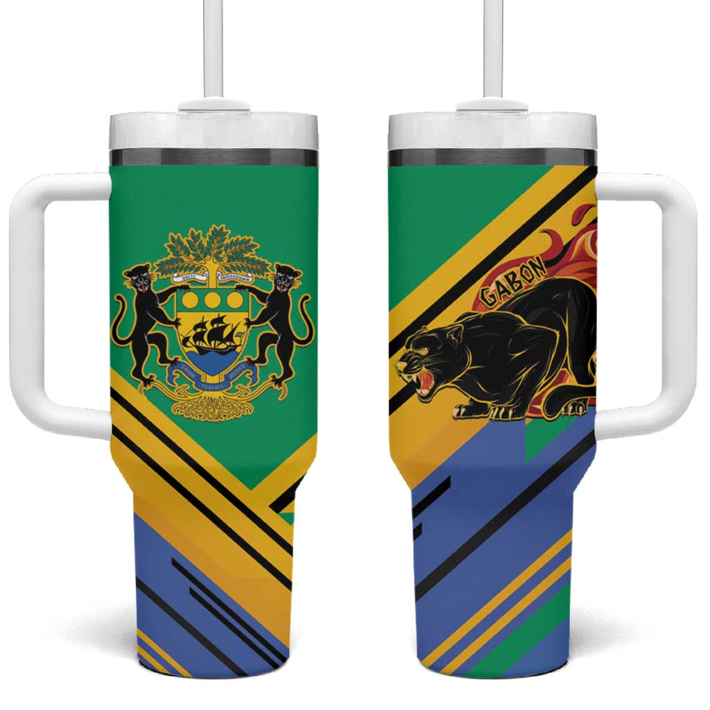Afro Gabon Tumbler With Handle Black Panther With Coat Of Arms LT15