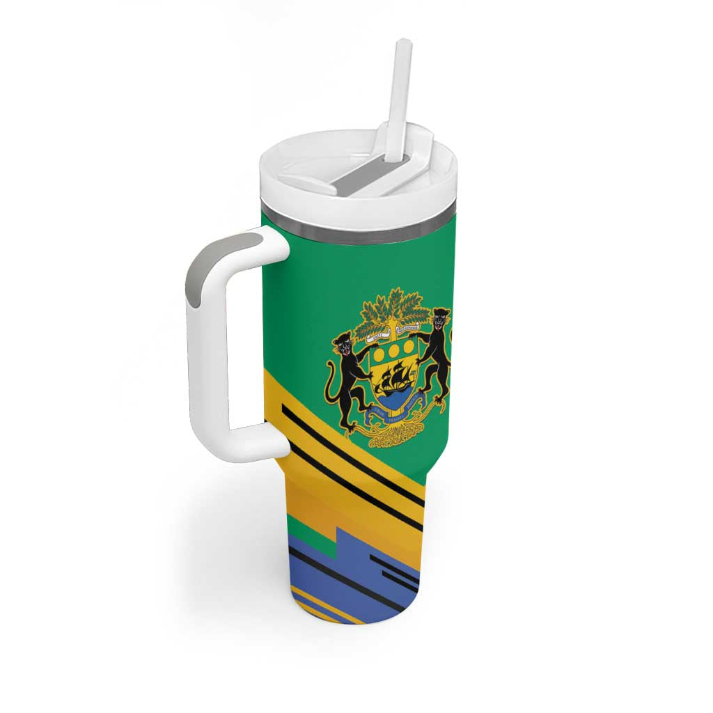 Afro Gabon Tumbler With Handle Black Panther With Coat Of Arms LT15