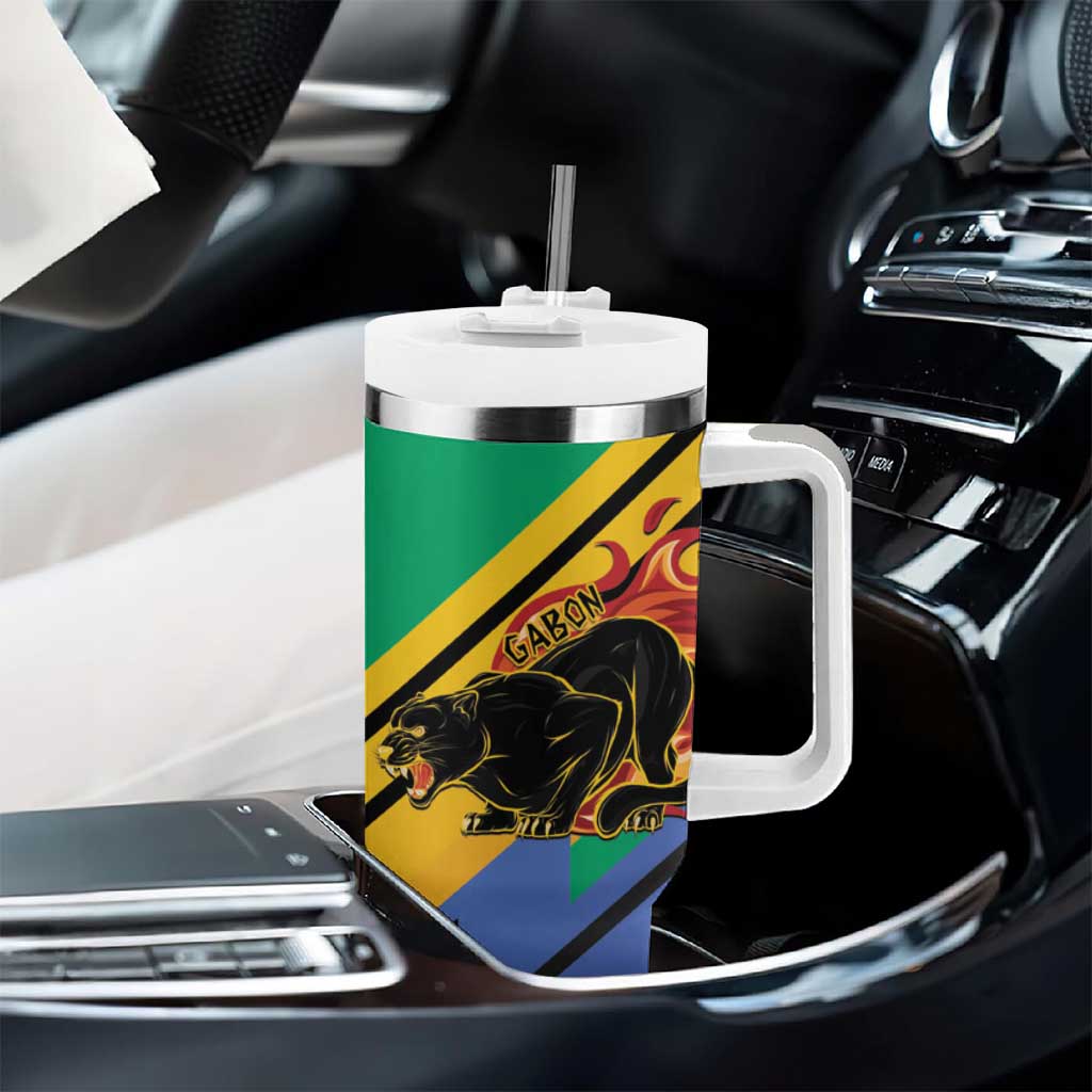 Afro Gabon Tumbler With Handle Black Panther With Coat Of Arms LT15