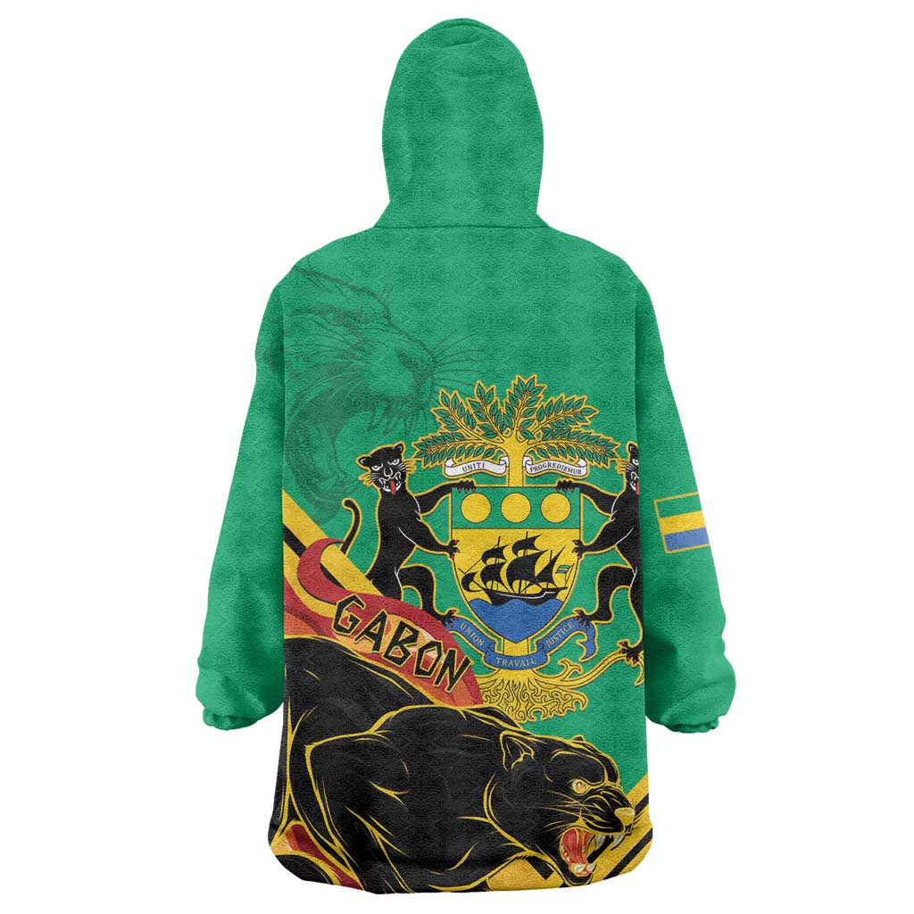 Afro Gabon Wearable Blanket Hoodie Black Panther With Coat Of Arms LT15