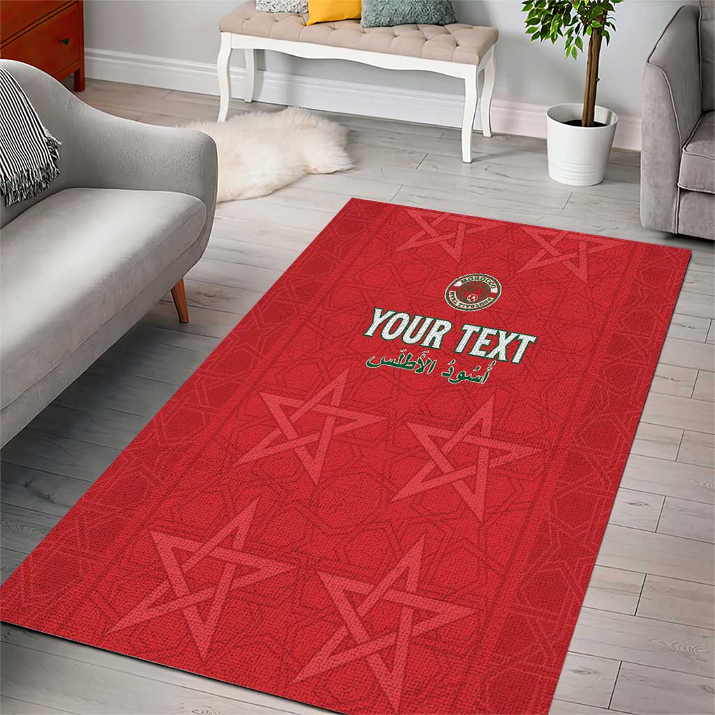 Custom Morocco Football Area Rug Allez les Lions de lAtlas LT15