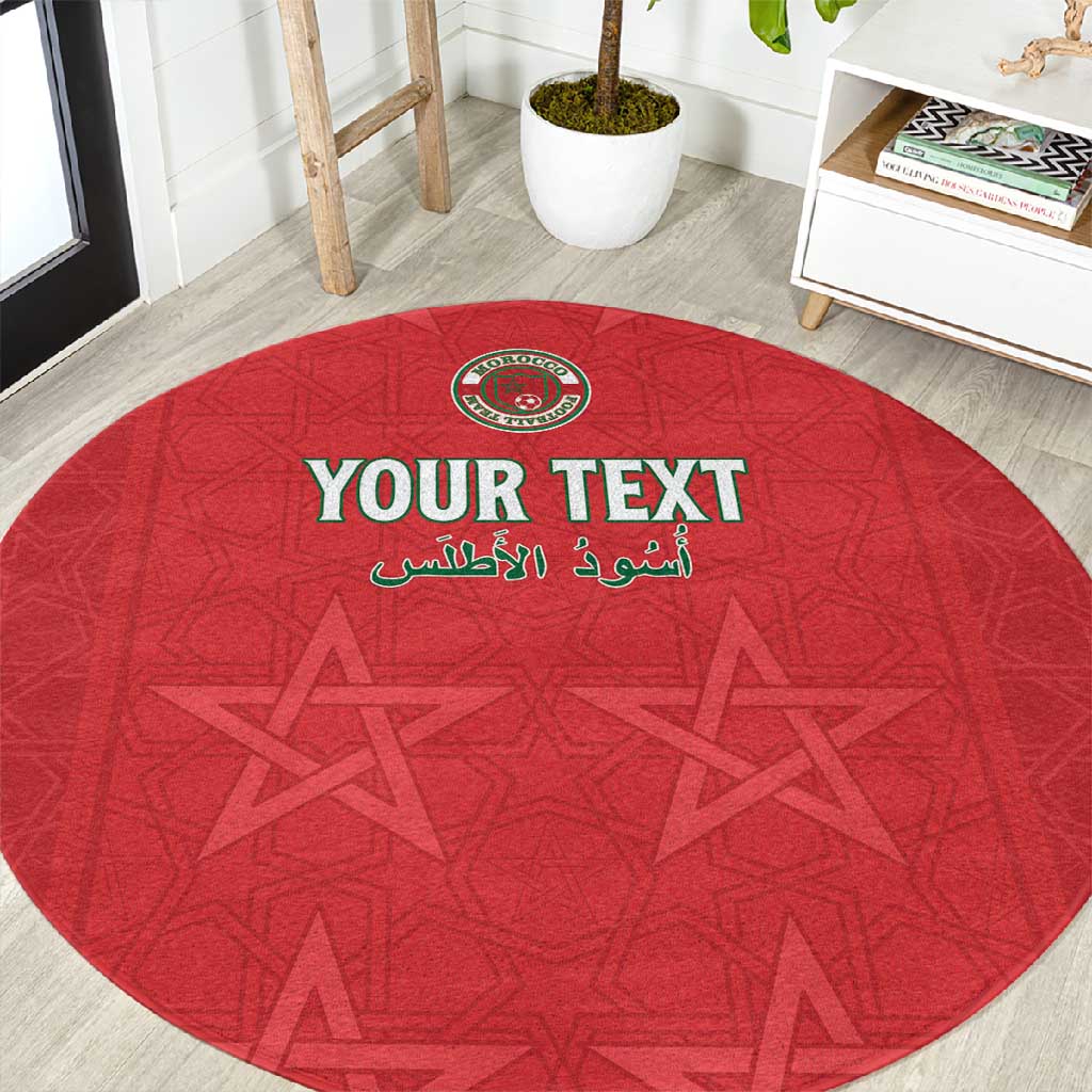 Custom Morocco Football Round Carpet Allez les Lions de lAtlas LT15