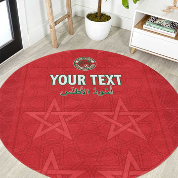 Custom Morocco Football Round Carpet Allez les Lions de lAtlas LT15