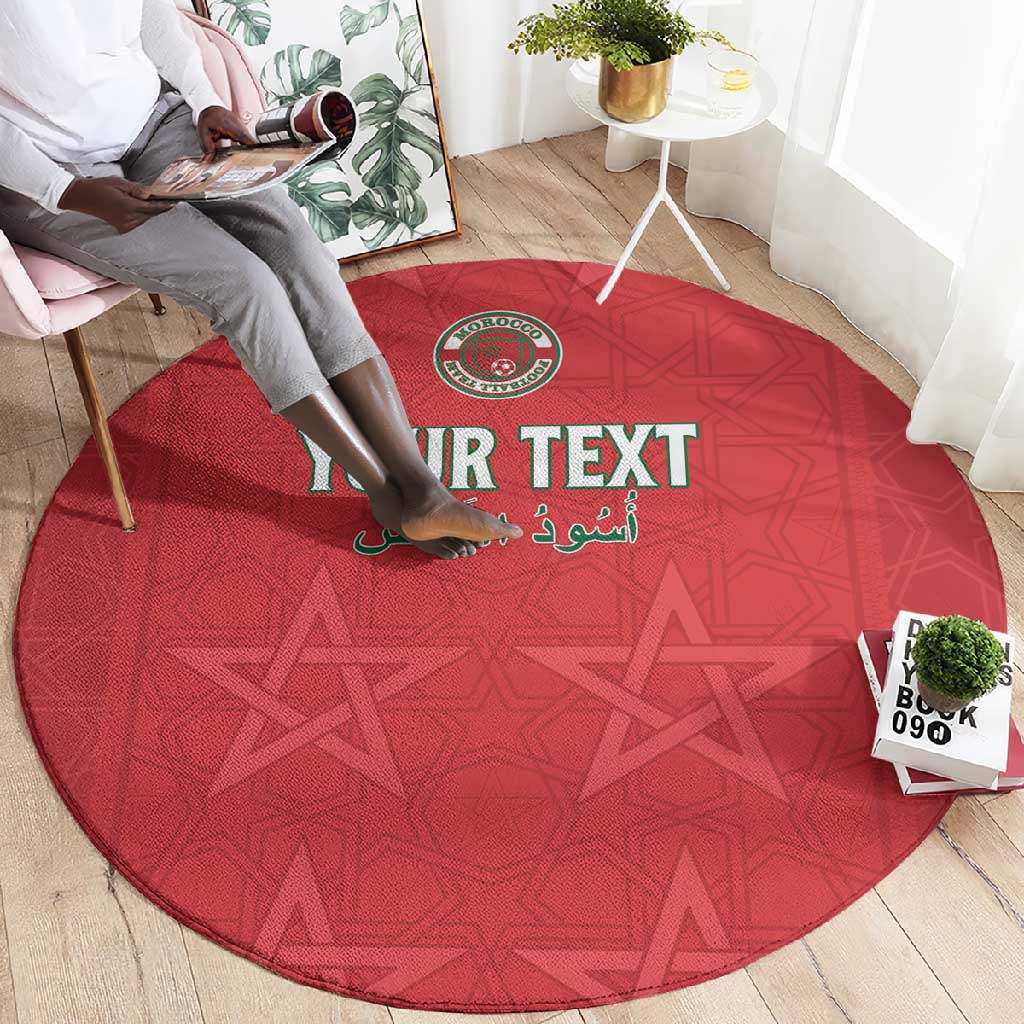 Custom Morocco Football Round Carpet Allez les Lions de lAtlas LT15