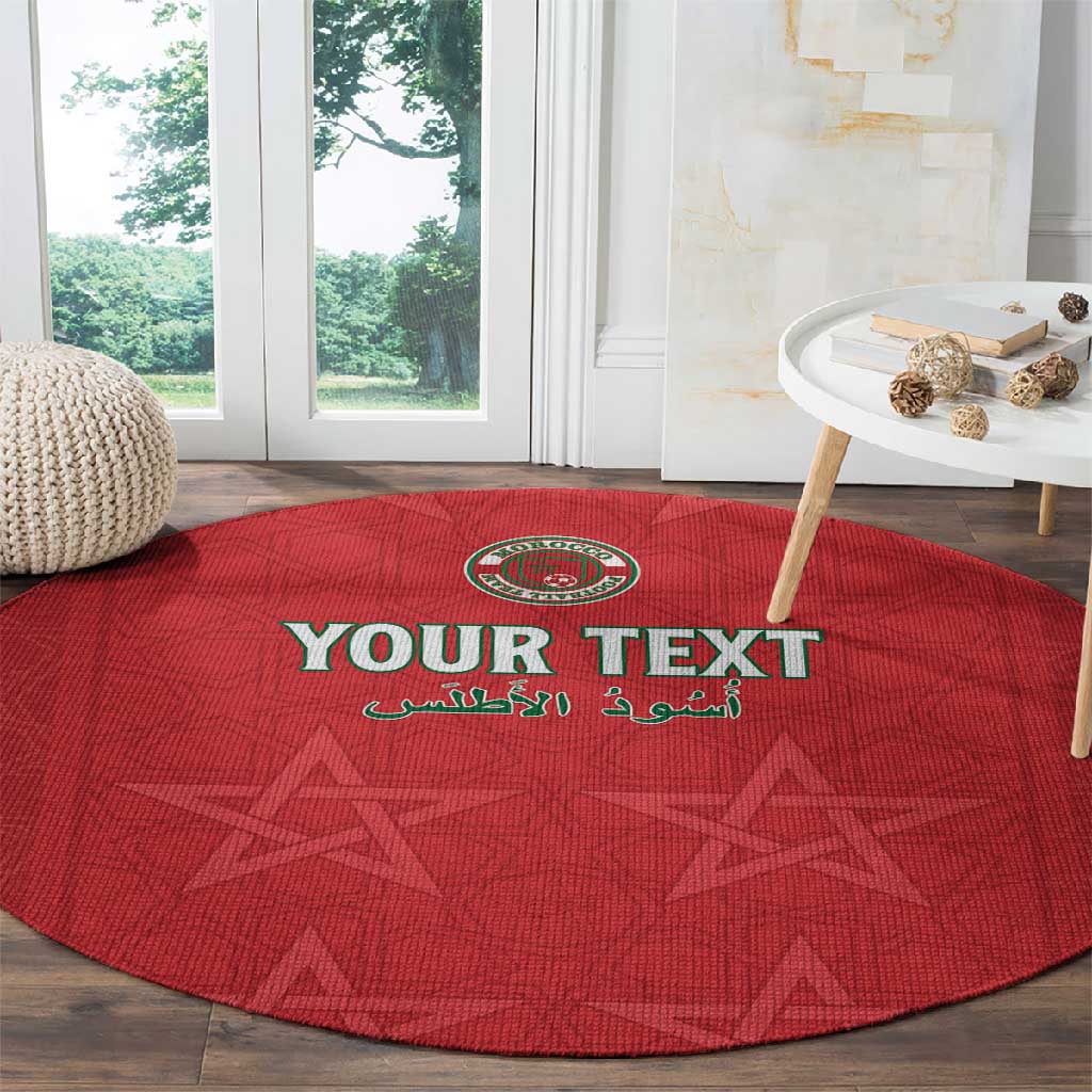 Custom Morocco Football Round Carpet Allez les Lions de lAtlas LT15
