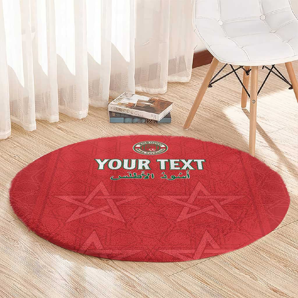 Custom Morocco Football Round Carpet Allez les Lions de lAtlas LT15