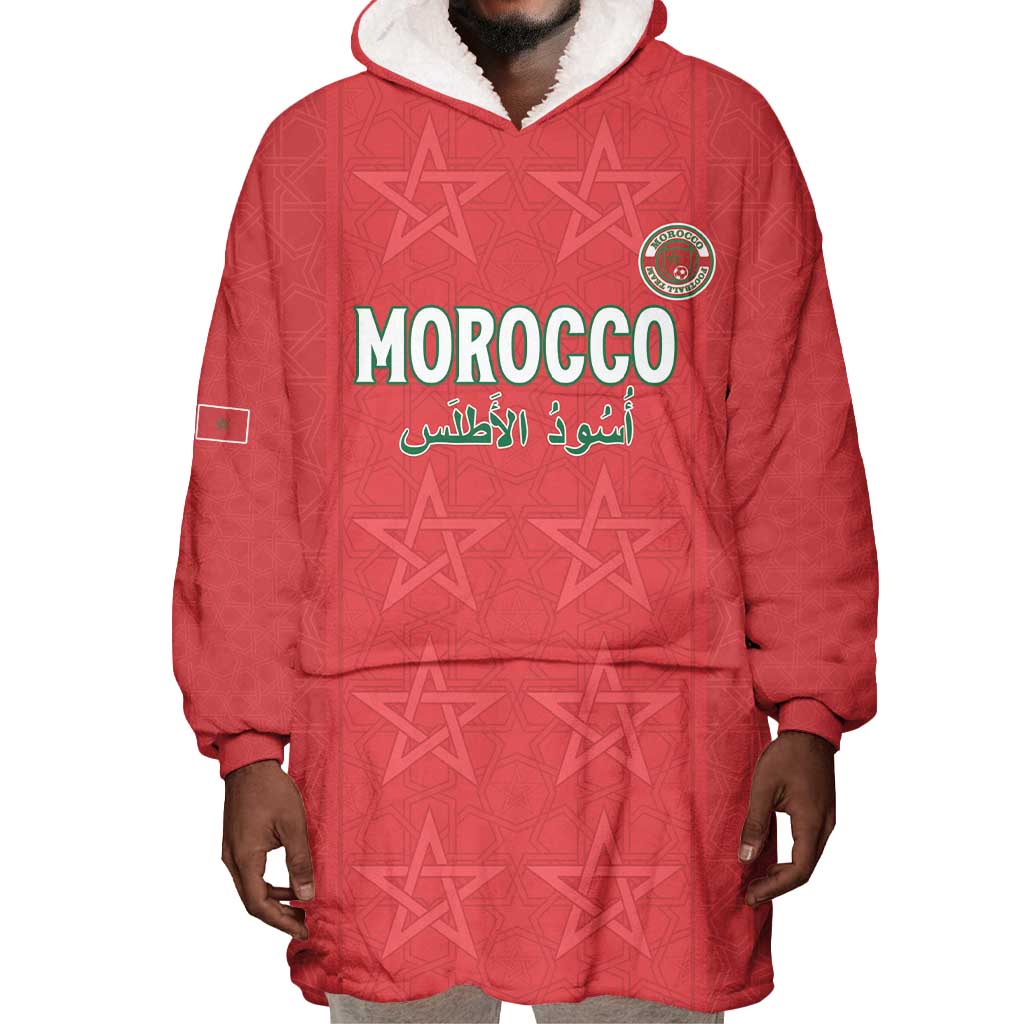 Custom Morocco Football Wearable Blanket Hoodie Allez les Lions de lAtlas LT15