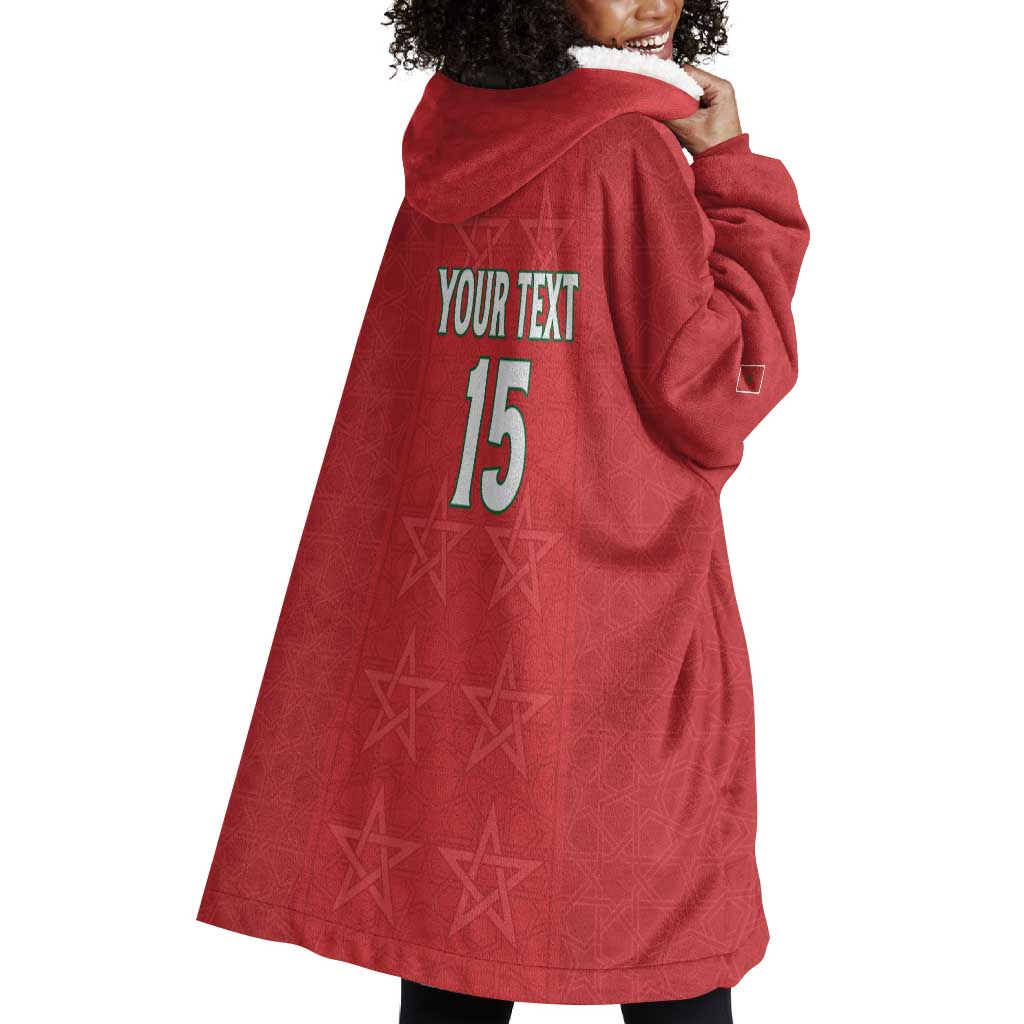 Custom Morocco Football Wearable Blanket Hoodie Allez les Lions de lAtlas LT15