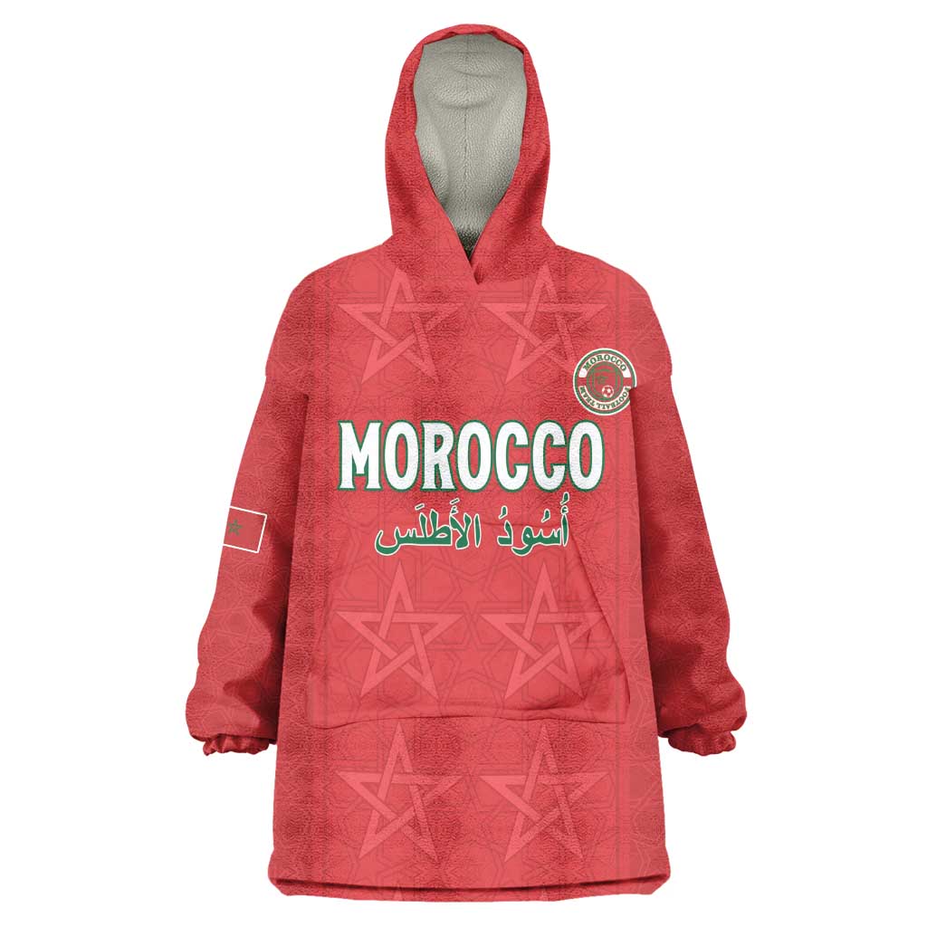 Custom Morocco Football Wearable Blanket Hoodie Allez les Lions de lAtlas LT15