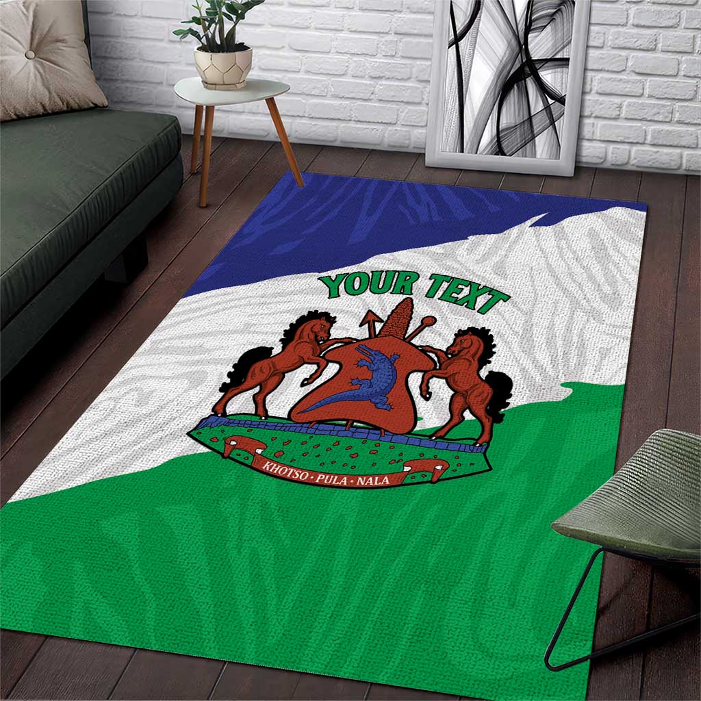 Personalised Afro Lesotho Area Rug Coat Of Arms With Map - Grunge Style LT15