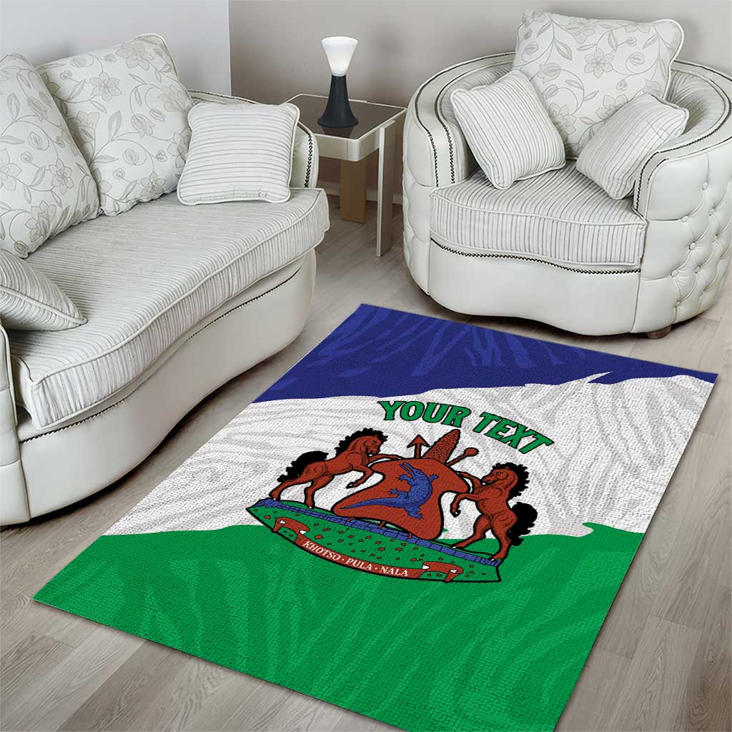 Personalised Afro Lesotho Area Rug Coat Of Arms With Map - Grunge Style LT15