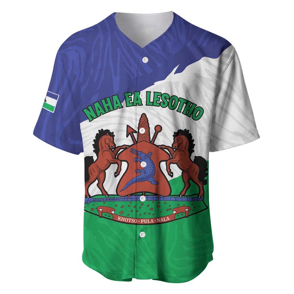 Personalised Afro Lesotho Baseball Jersey Coat Of Arms With Map - Grunge Style LT15