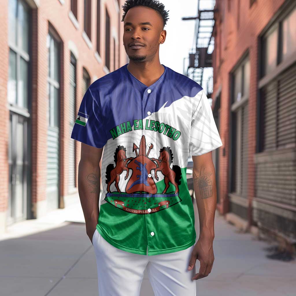 Personalised Afro Lesotho Baseball Jersey Coat Of Arms With Map - Grunge Style LT15