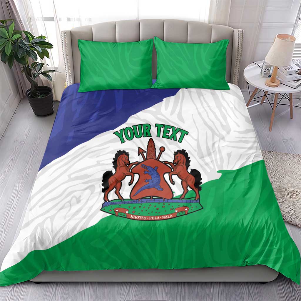Personalised Afro Lesotho Bedding Set Coat Of Arms With Map - Grunge Style LT15