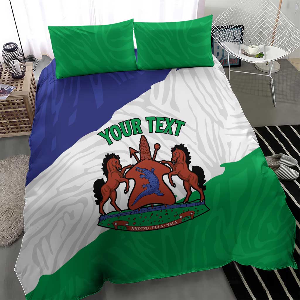 Personalised Afro Lesotho Bedding Set Coat Of Arms With Map - Grunge Style LT15