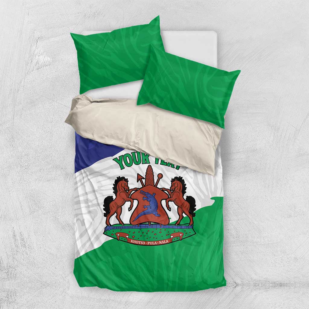 Personalised Afro Lesotho Bedding Set Coat Of Arms With Map - Grunge Style LT15