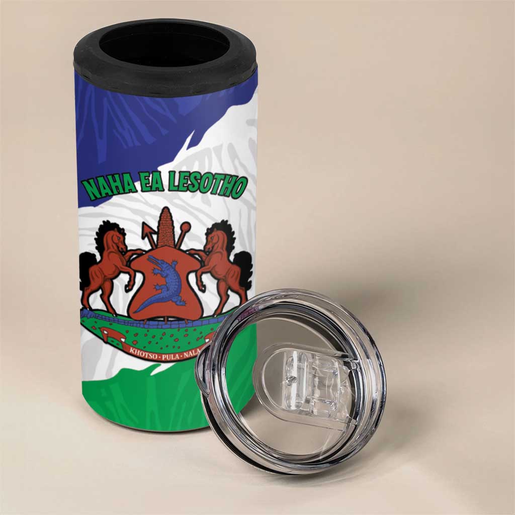 Personalised Afro Lesotho 4 in 1 Can Cooler Tumbler Coat Of Arms With Map - Grunge Style LT15