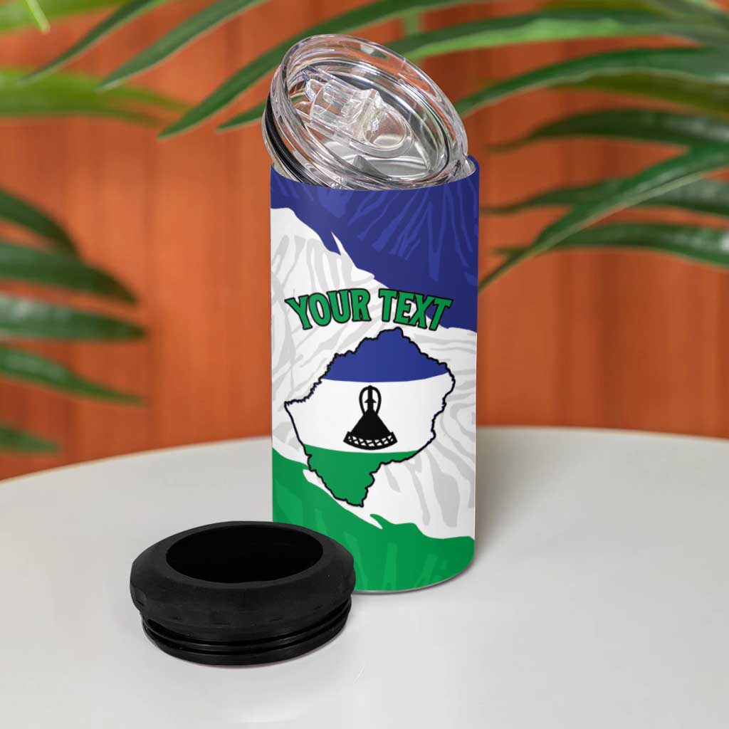 Personalised Afro Lesotho 4 in 1 Can Cooler Tumbler Coat Of Arms With Map - Grunge Style LT15