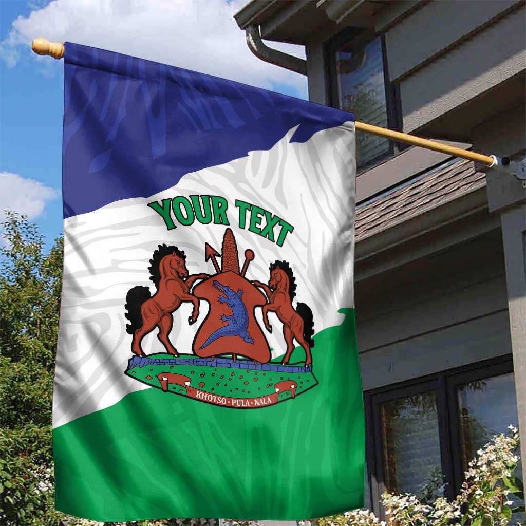 Personalised Afro Lesotho Garden Flag Coat Of Arms With Map - Grunge Style LT15