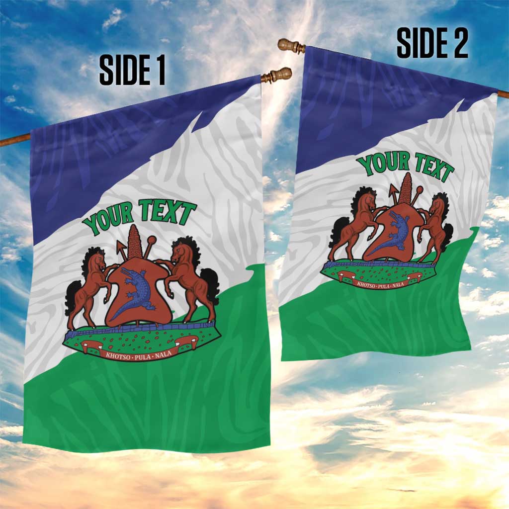 Personalised Afro Lesotho Garden Flag Coat Of Arms With Map - Grunge Style LT15