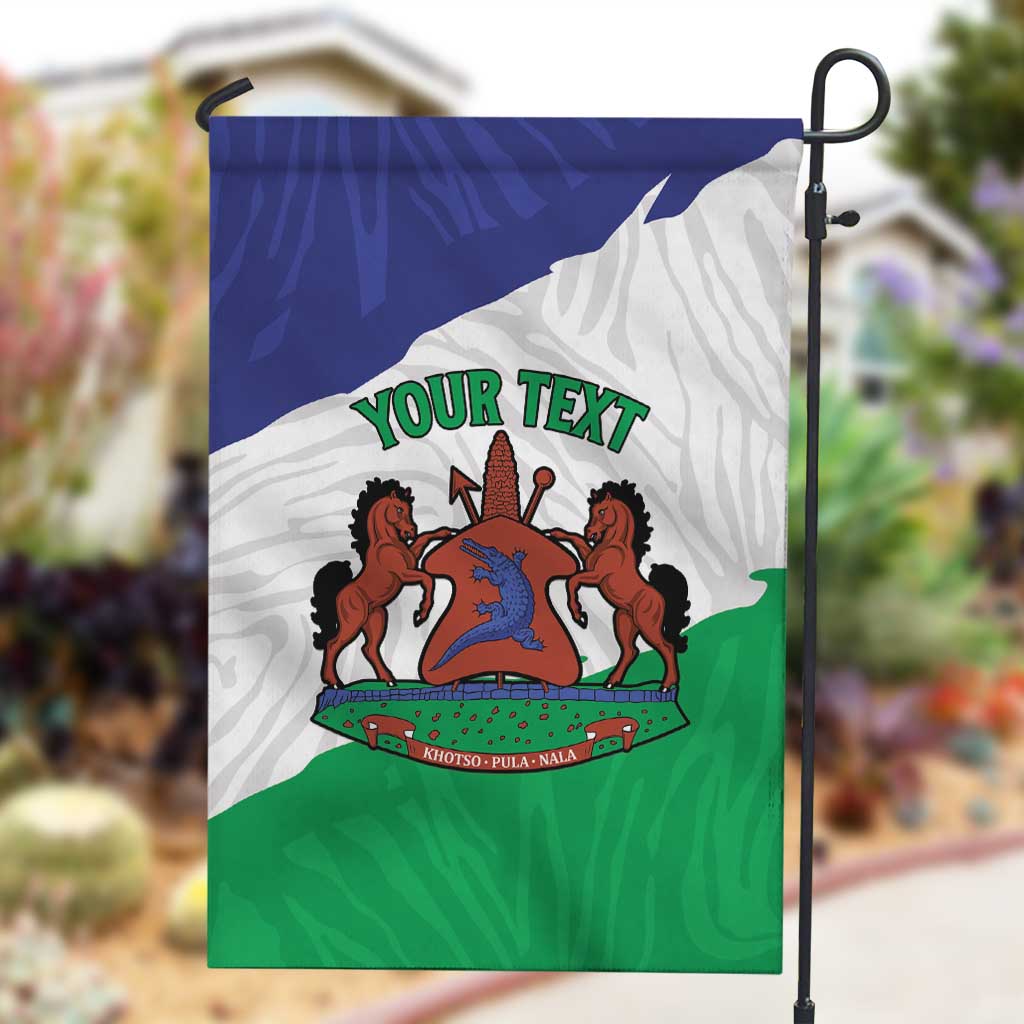Personalised Afro Lesotho Garden Flag Coat Of Arms With Map - Grunge Style LT15