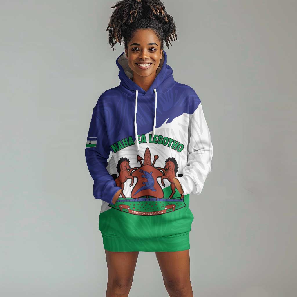 Personalised Afro Lesotho Hoodie Dress Coat Of Arms With Map - Grunge Style LT15