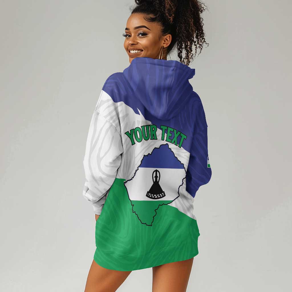 Personalised Afro Lesotho Hoodie Dress Coat Of Arms With Map - Grunge Style LT15