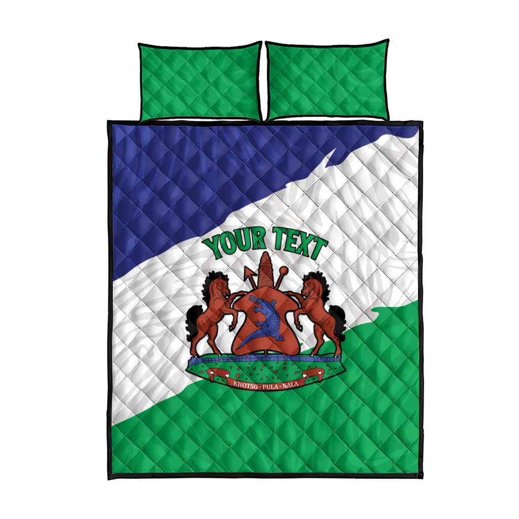 Personalised Afro Lesotho Quilt Bed Set Coat Of Arms With Map - Grunge Style LT15